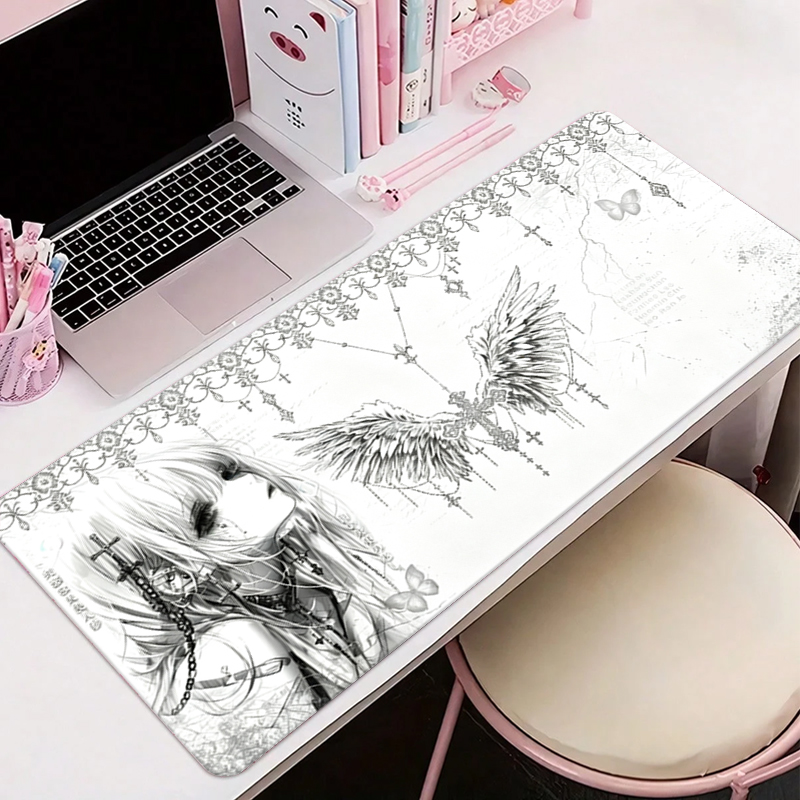 Gaming Accessories Aesthetic - Leather Mousepad Black White Anime Aesthetics