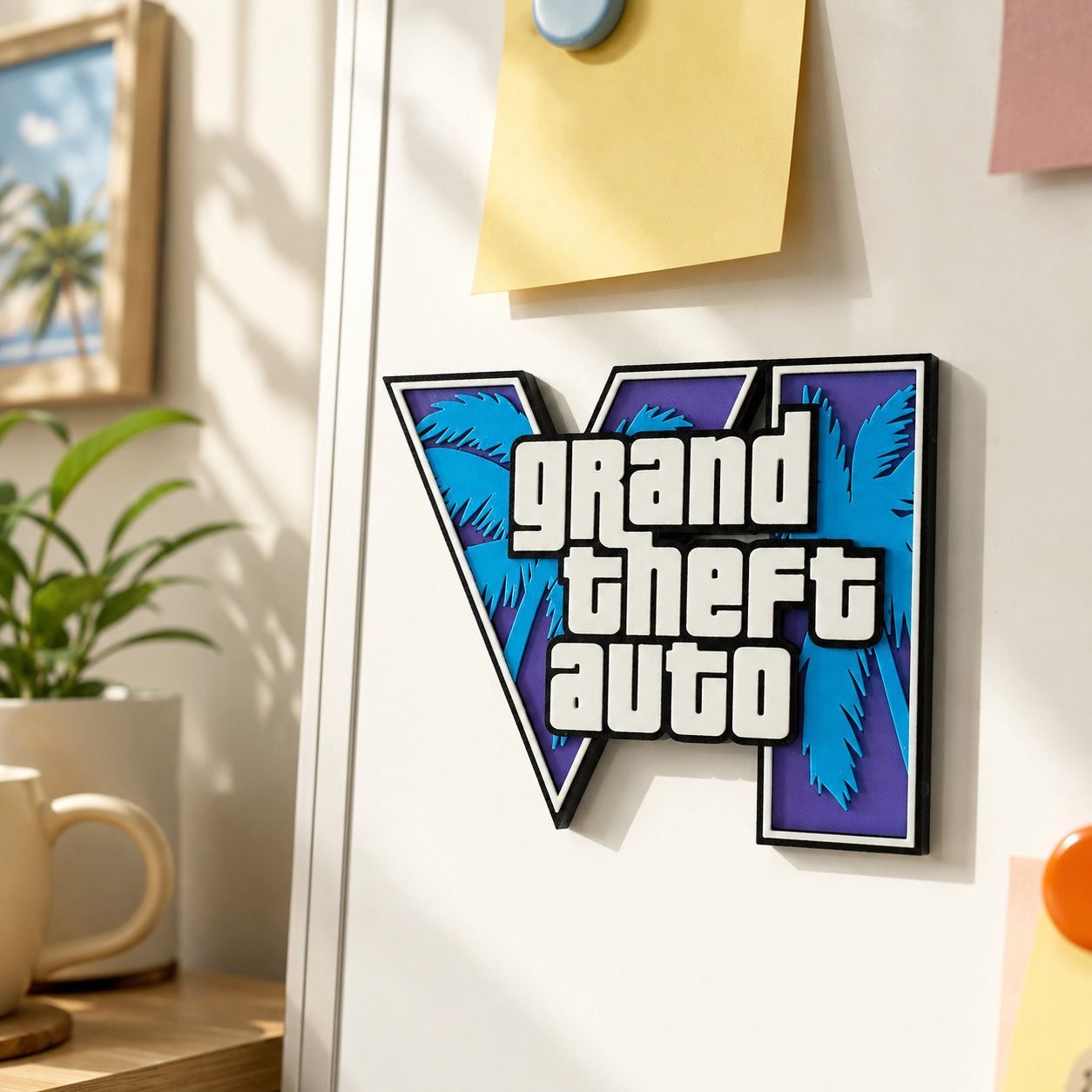 GTA6 3D Printed Logo Magnetic  - Gaming Accessories For Room 评论和价格